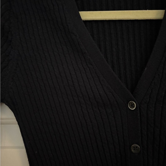 Navy Ribbed Button-Up Cardigan - Picture 2 of 2